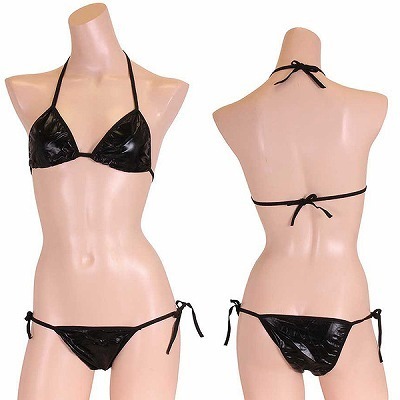 パキッとコントラストの効いたキラキラメタリックビキニ ブラック(ランジェリー)