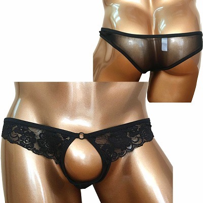 BadDaddy 竿出しホールレースショーツ ブラック(ランジェリー)