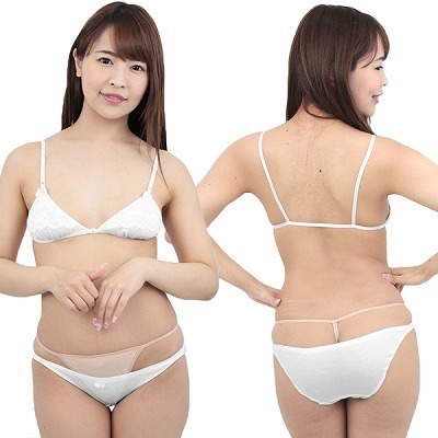 コットンインゴムブラ&フルバック ホワイト(ランジェリー)