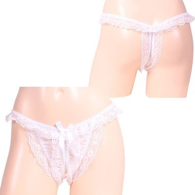 レースの揺れ感が際立つオープンショーツ ホワイト(ランジェリー)