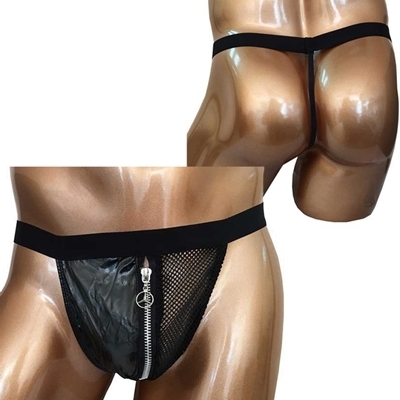 <BadDaddy>オープンジッパーショーツ(Z−001)ブラック(ランジェリー)