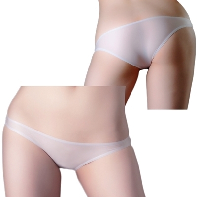 極薄ストレッチハーフバックショーツ ホワイト (LS001)(ランジェリー)