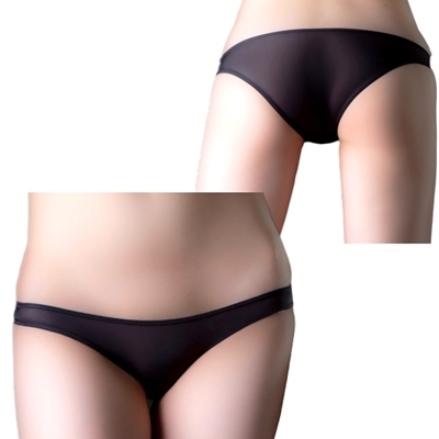 極薄ストレッチハーフバックショーツ ブラック (LS002)(ランジェリー)